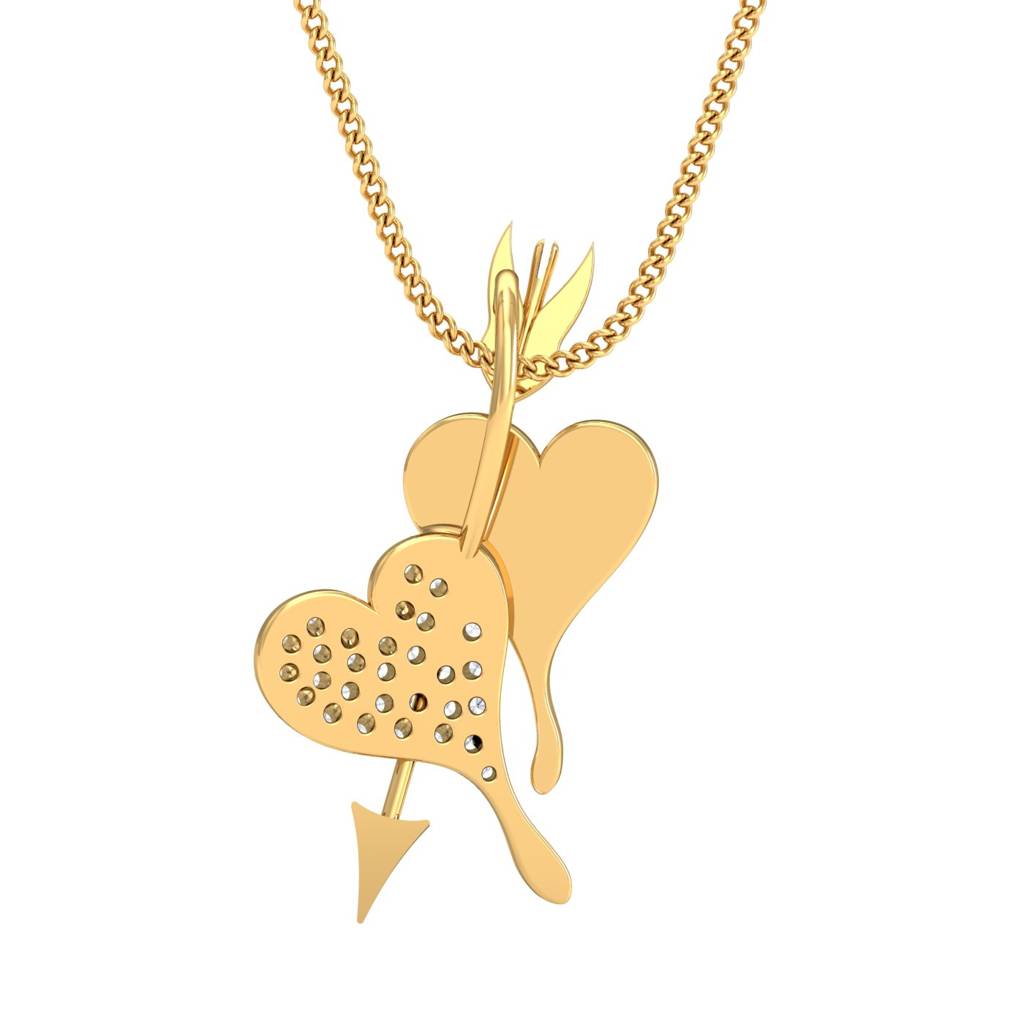 KuberBox 18K Yellow Gold Hearts & Arrows Pendant