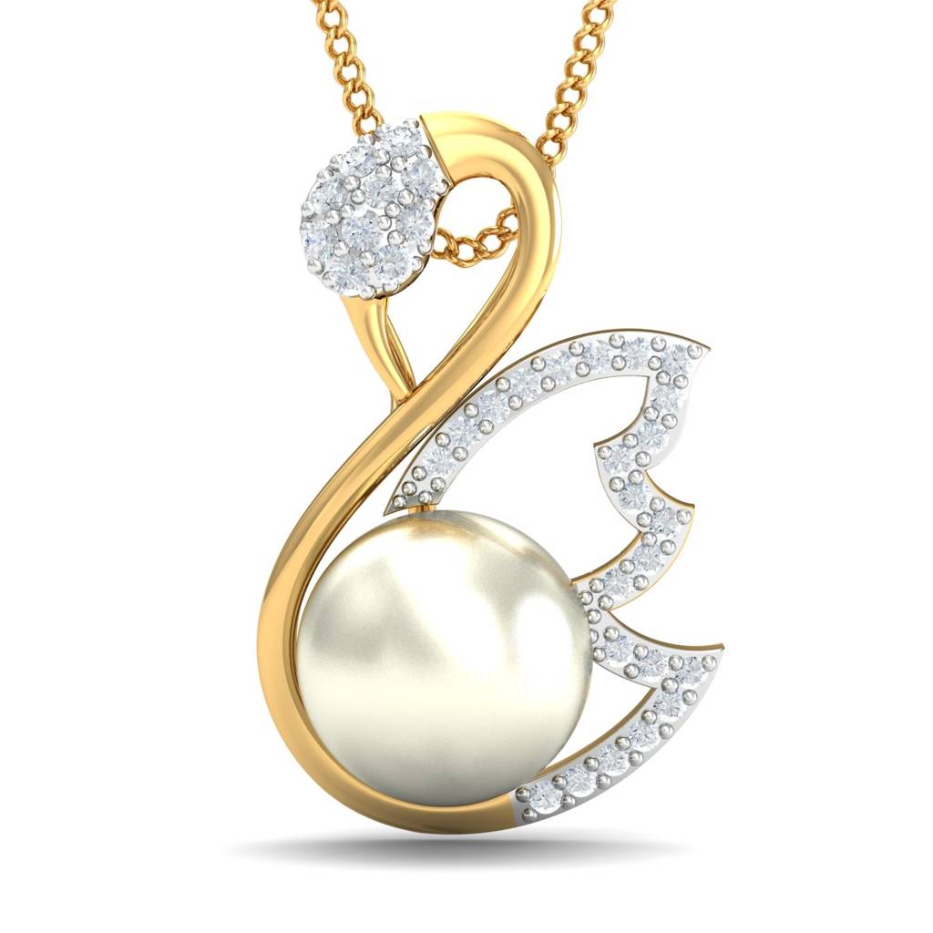 KuberBox 18K Yellow Gold Abeer Swan Pendant