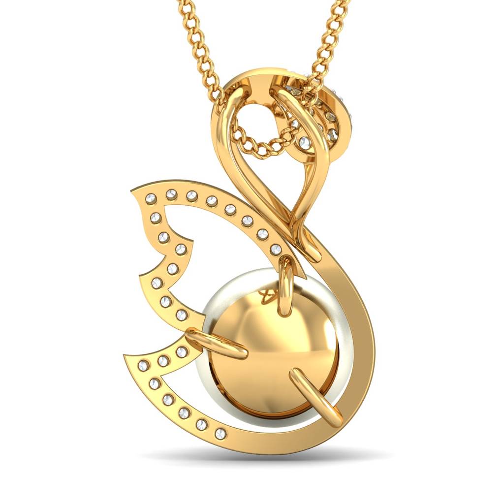 KuberBox 18K Yellow Gold Abeer Swan Pendant