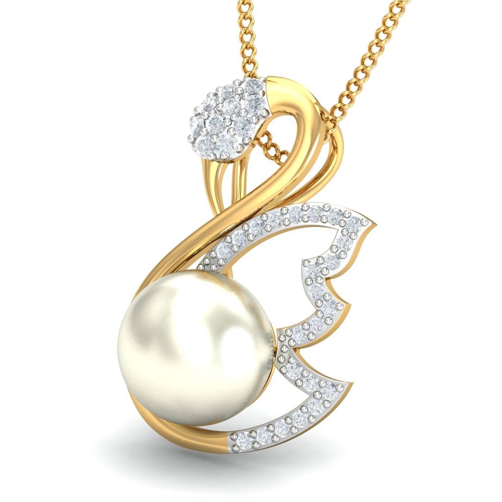 KuberBox 18K Yellow Gold Abeer Swan Pendant
