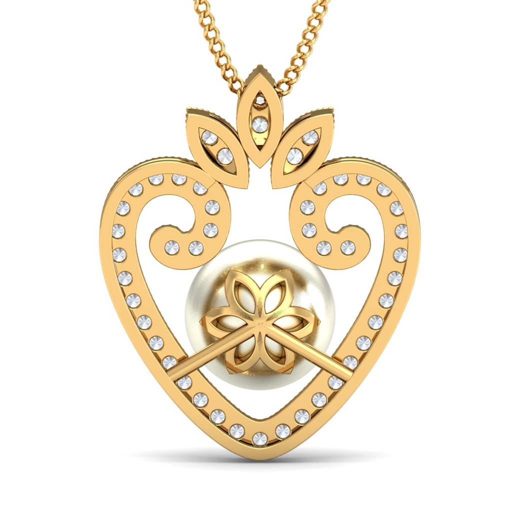 KuberBox 18K Yellow Gold Oda Trendy Heart Pendant