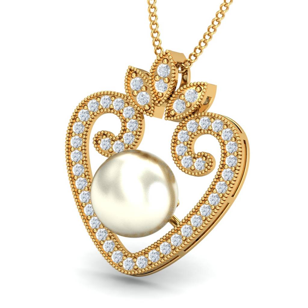 KuberBox 18K Yellow Gold Oda Trendy Heart Pendant