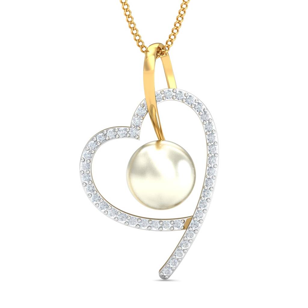 KuberBox 18K Yellow Gold Onie Pearly Heart Pendant