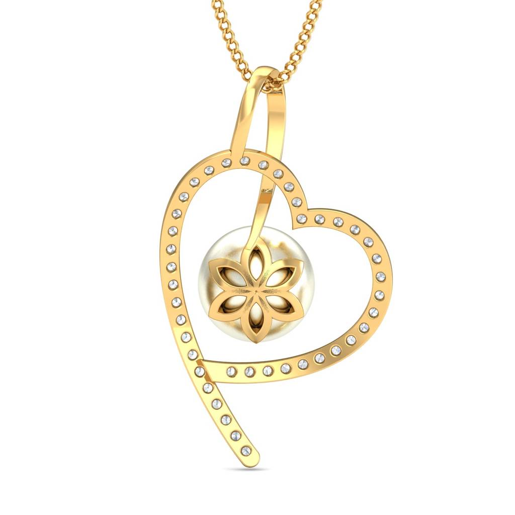 KuberBox 18K Yellow Gold Onie Pearly Heart Pendant