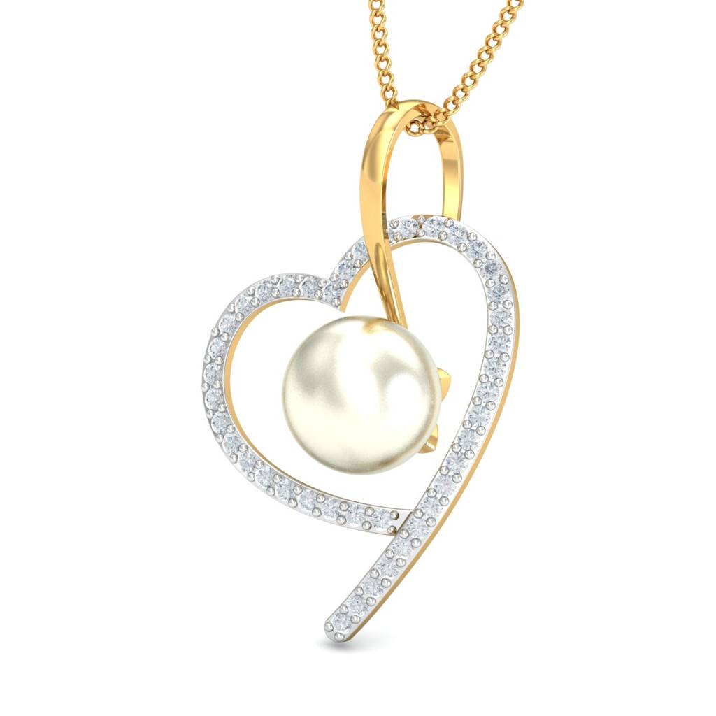 KuberBox 18K Yellow Gold Onie Pearly Heart Pendant