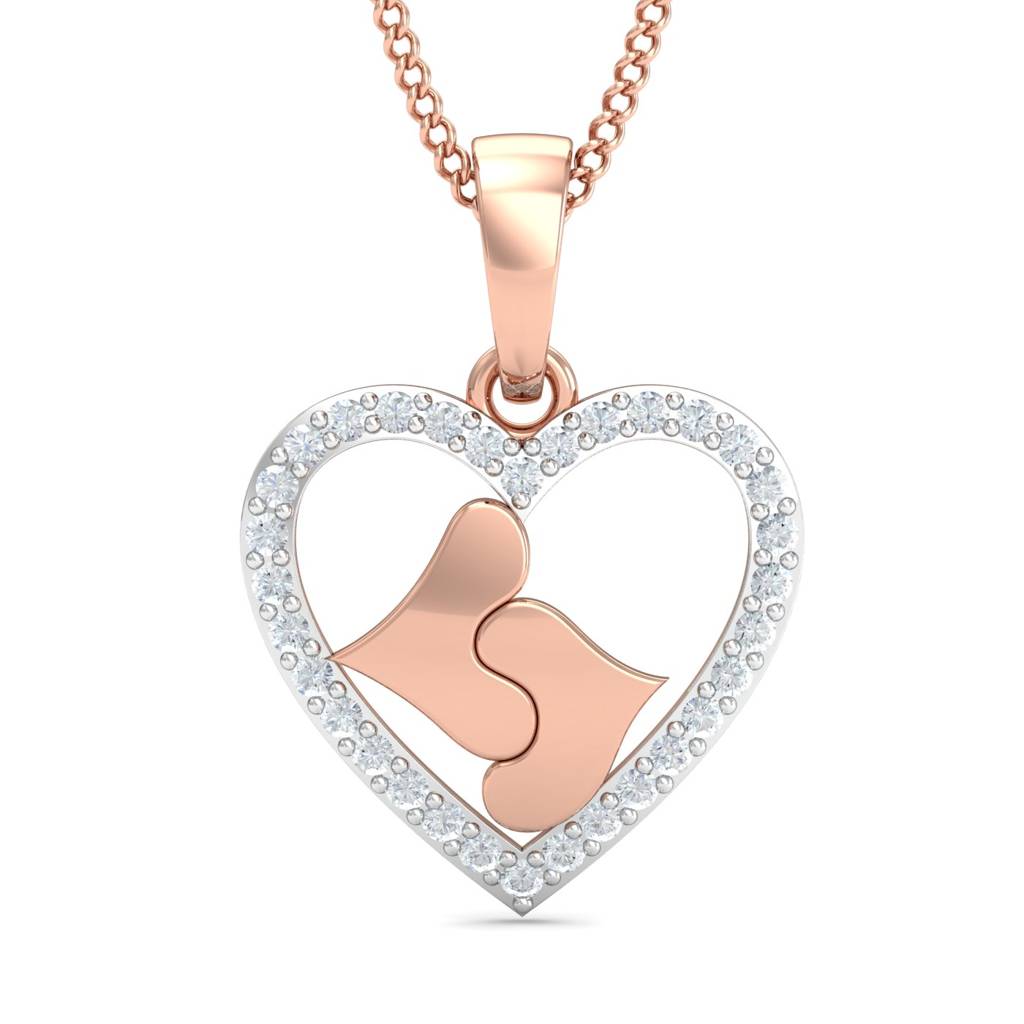 KuberBox 18K Rose Gold Kiss of Love Pendant