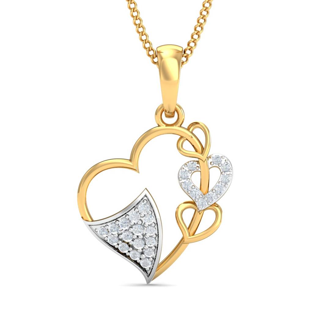 KuberBox 18K Yellow Gold Chic & Abstract Heart Pendant