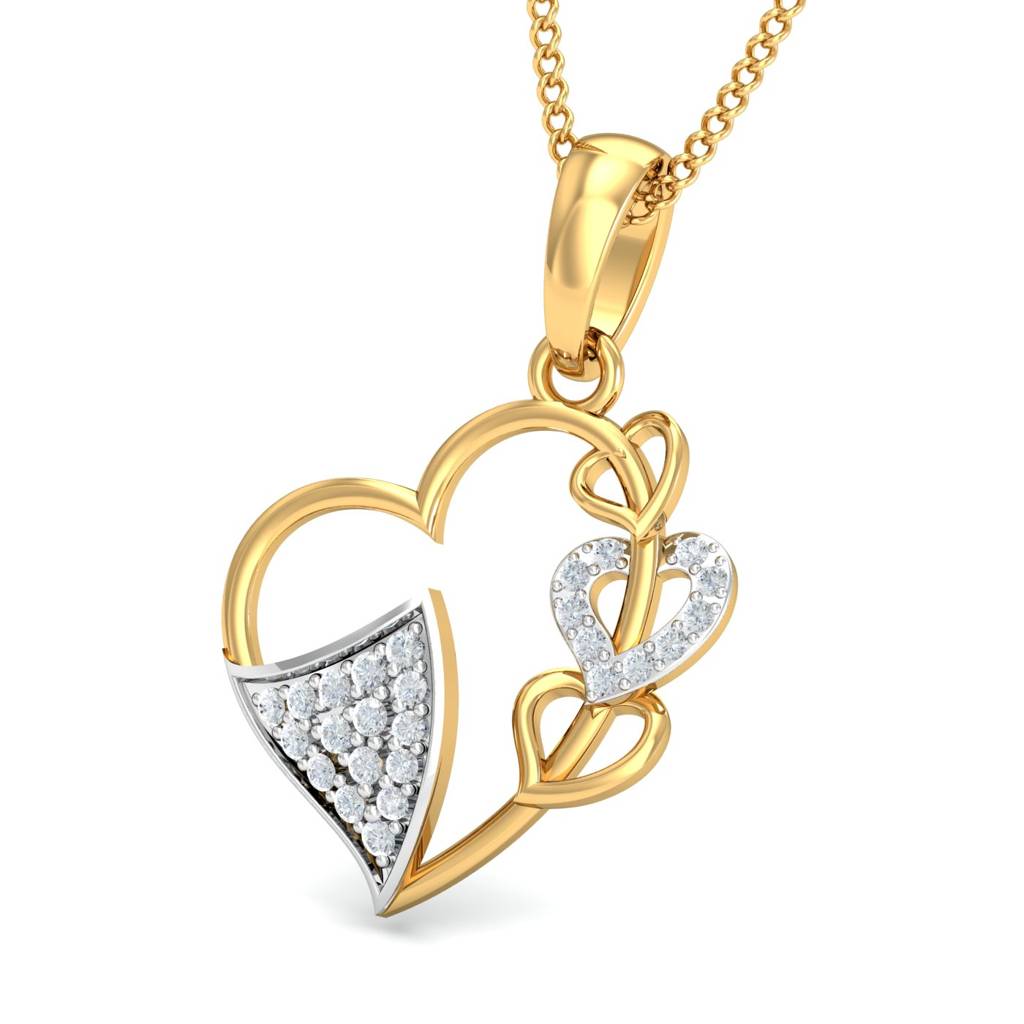 KuberBox 18K Yellow Gold Chic & Abstract Heart Pendant