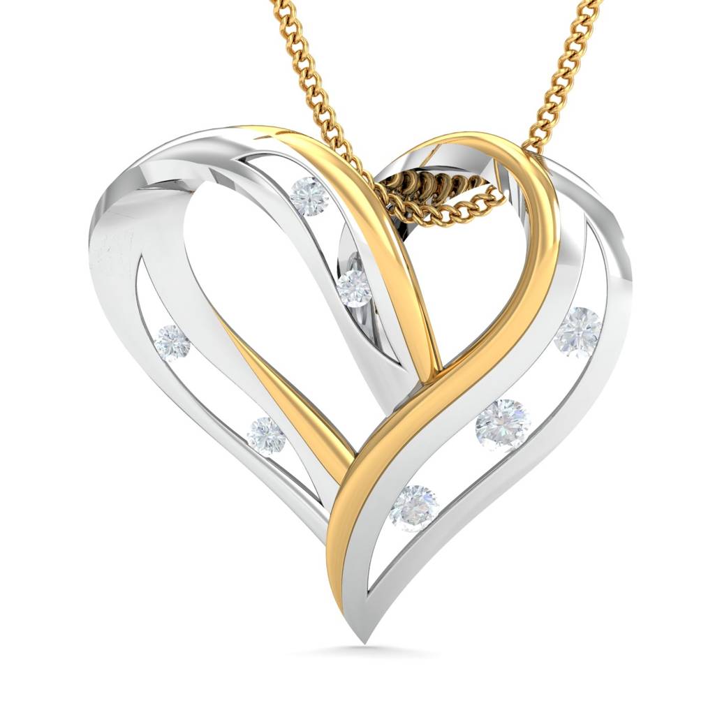 KuberBox 18K Yellow Gold Betty Two-Toned Heart Pendant