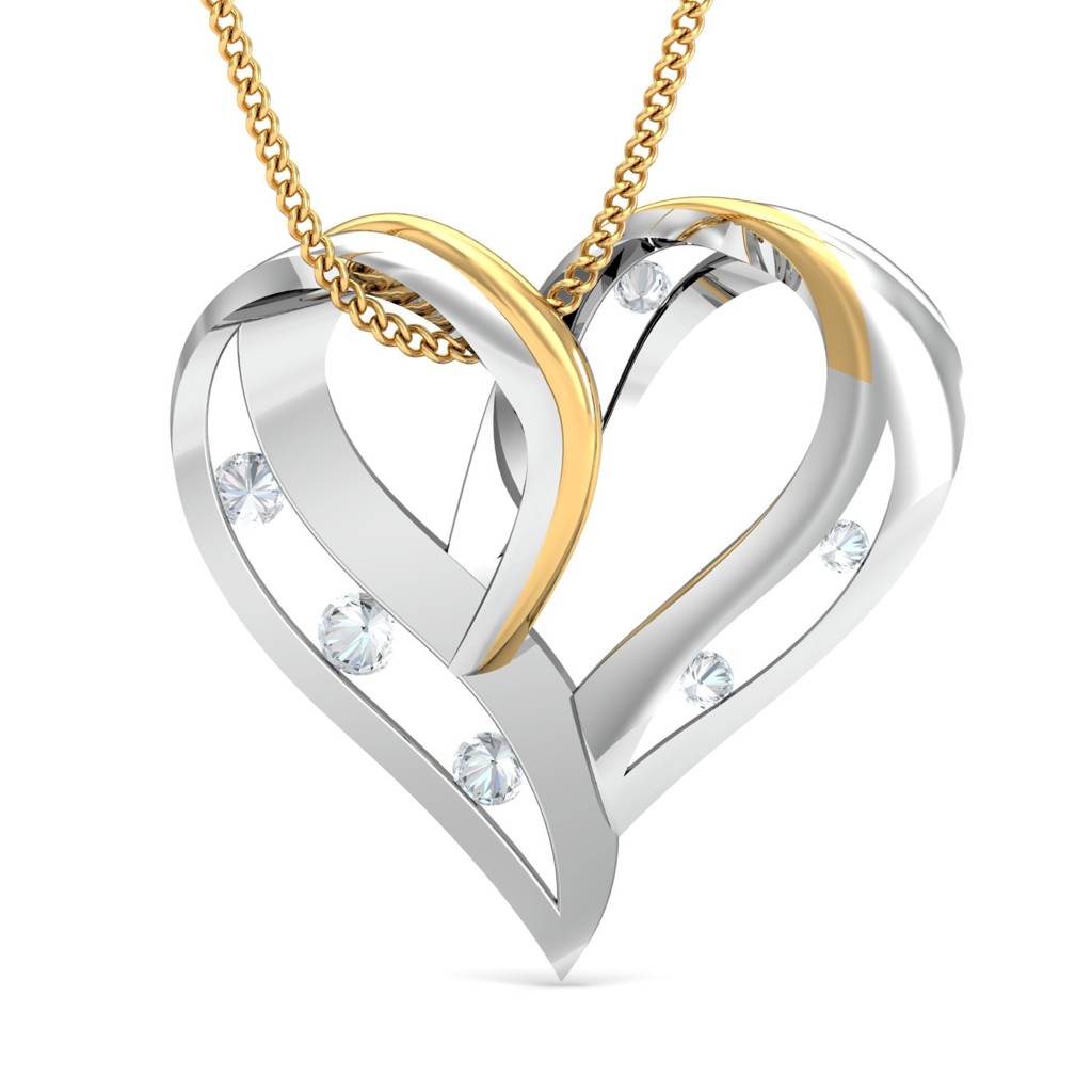 KuberBox 18K Yellow Gold Betty Two-Toned Heart Pendant