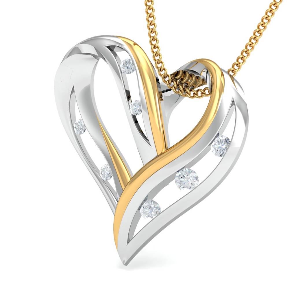 KuberBox 18K Yellow Gold Betty Two-Toned Heart Pendant