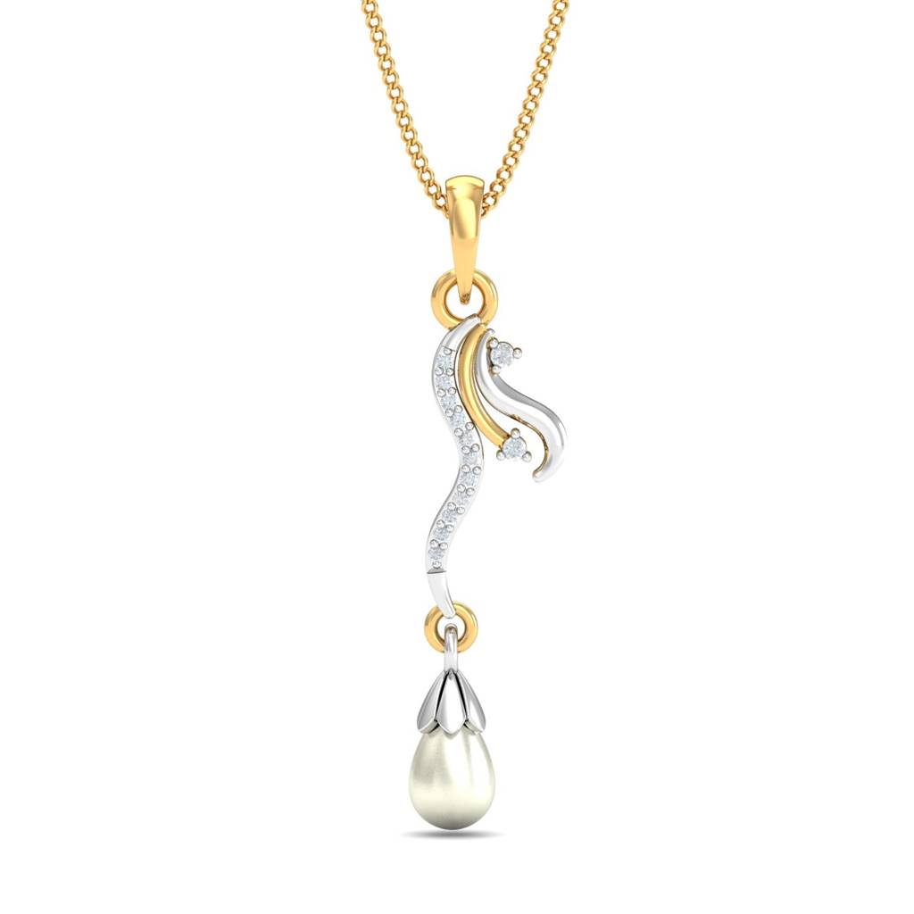 KuberBox 18K White Gold Elena Graceuful Drop Pendant