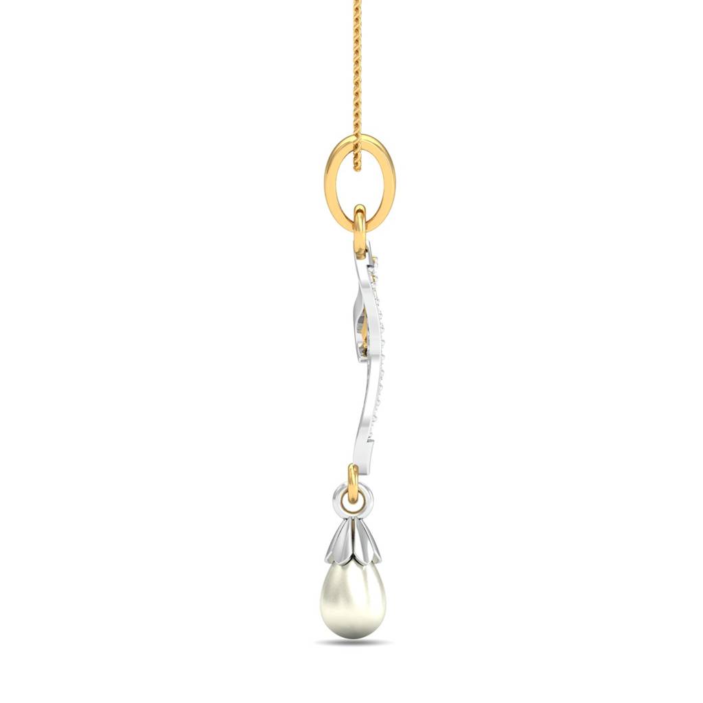 KuberBox 18K White Gold Elena Graceuful Drop Pendant