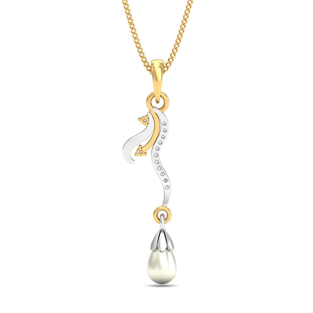 KuberBox 18K White Gold Elena Graceuful Drop Pendant