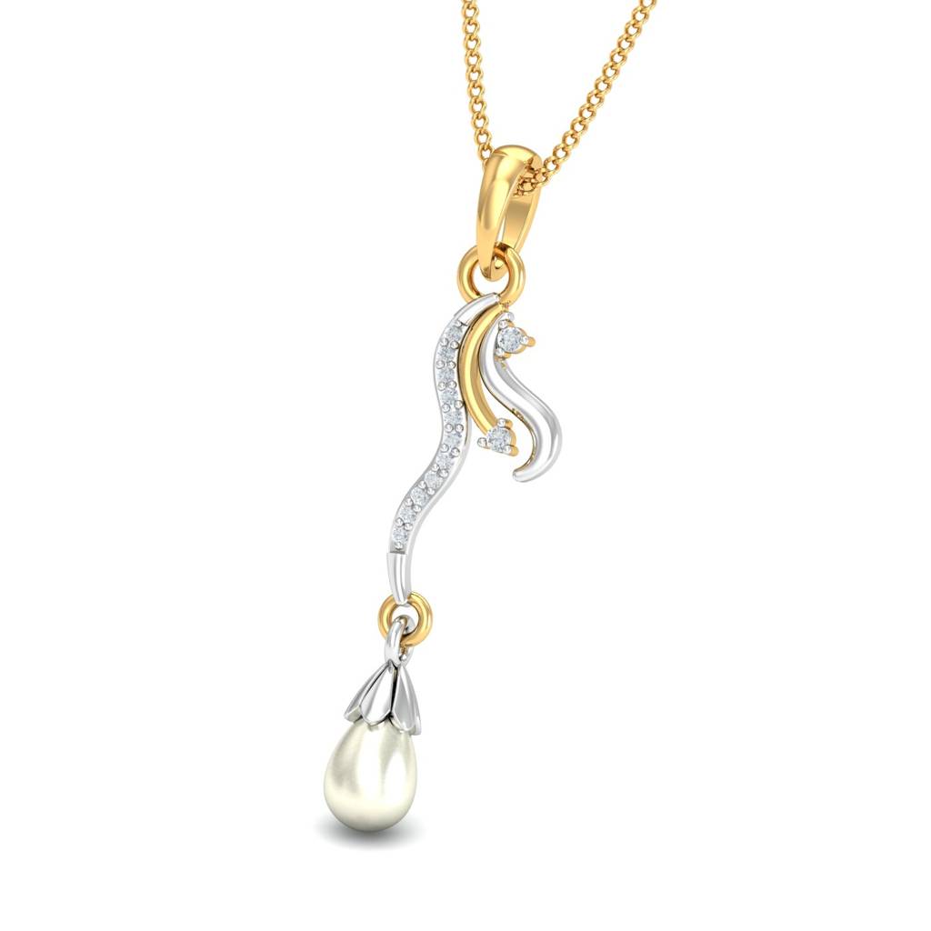 KuberBox 18K White Gold Elena Graceuful Drop Pendant