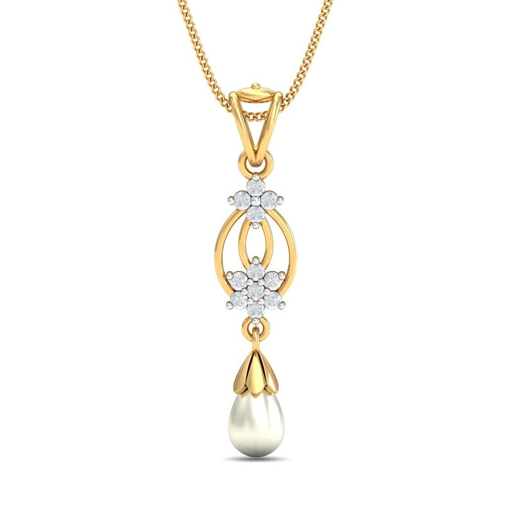 KuberBox 18K Yellow Gold Lizzie Pearl Pendant