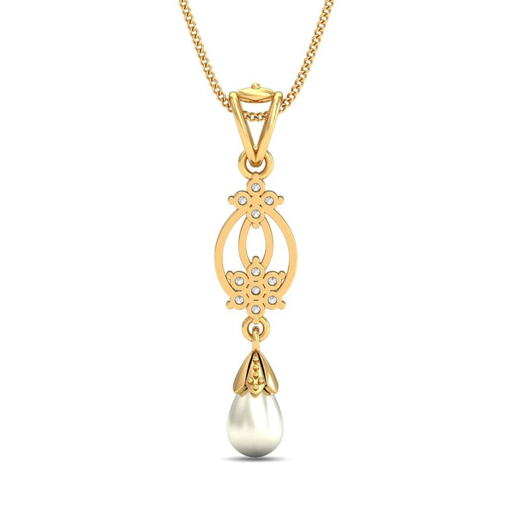 KuberBox 18K Yellow Gold Lizzie Pearl Pendant