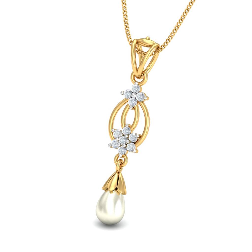 KuberBox 18K Yellow Gold Lizzie Pearl Pendant