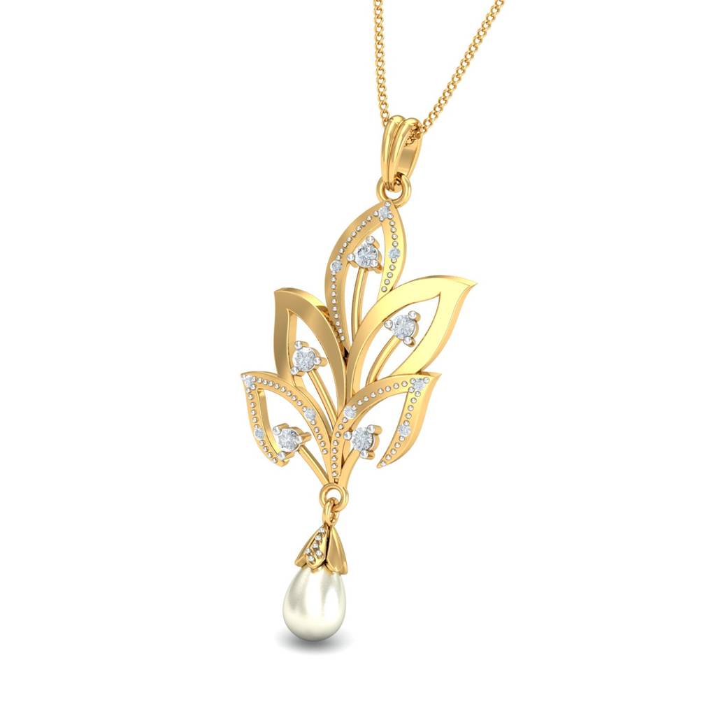 KuberBox 18K Yellow Gold Wella Pearl Drop Pendant