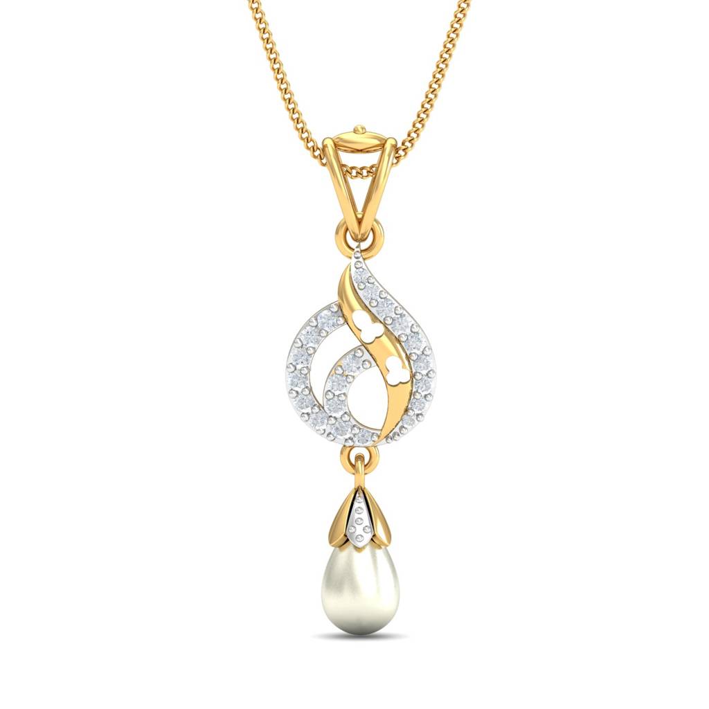 KuberBox 18K Yellow Gold Belle Leaf Shaped Pendant