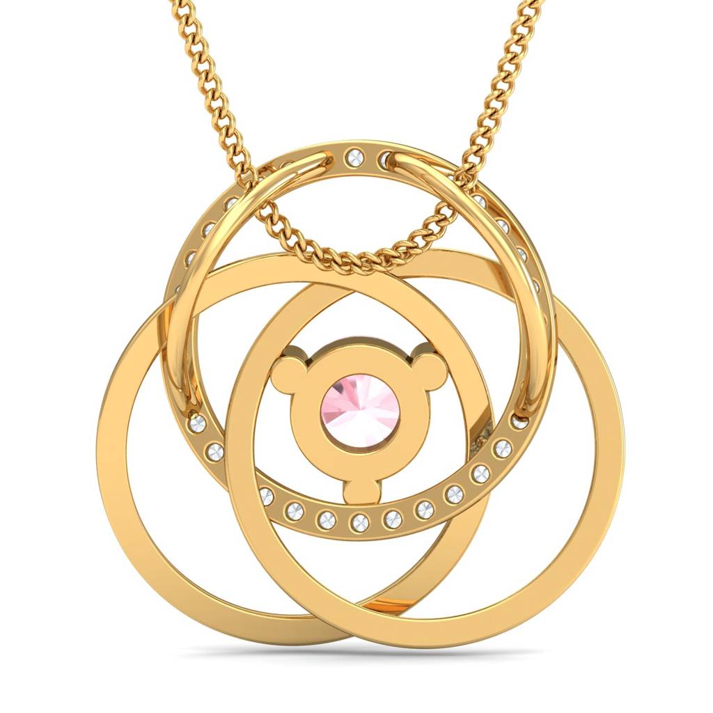 KuberBox 18K Yellow Gold Multi-Ring Fancy Quartz Pendant