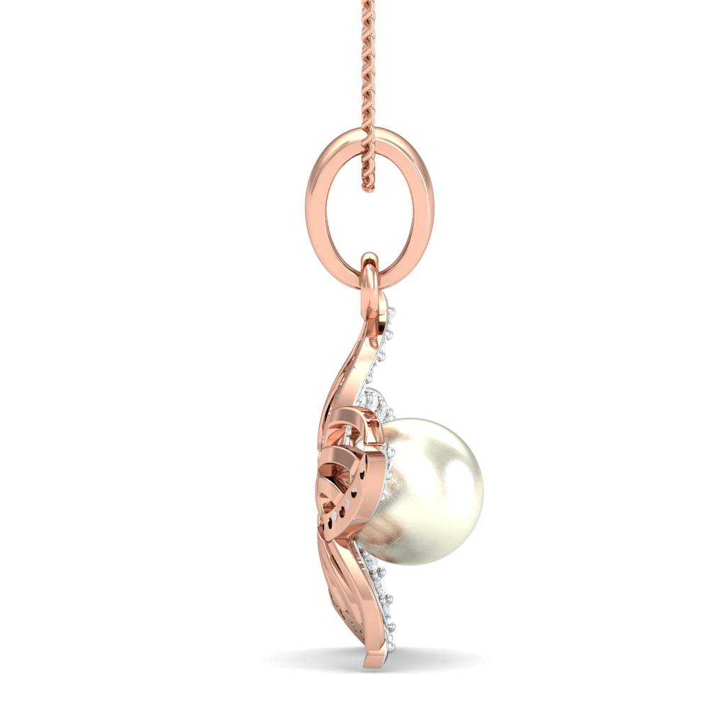 KuberBox 18K Rose Gold Dainty Floral Pendant