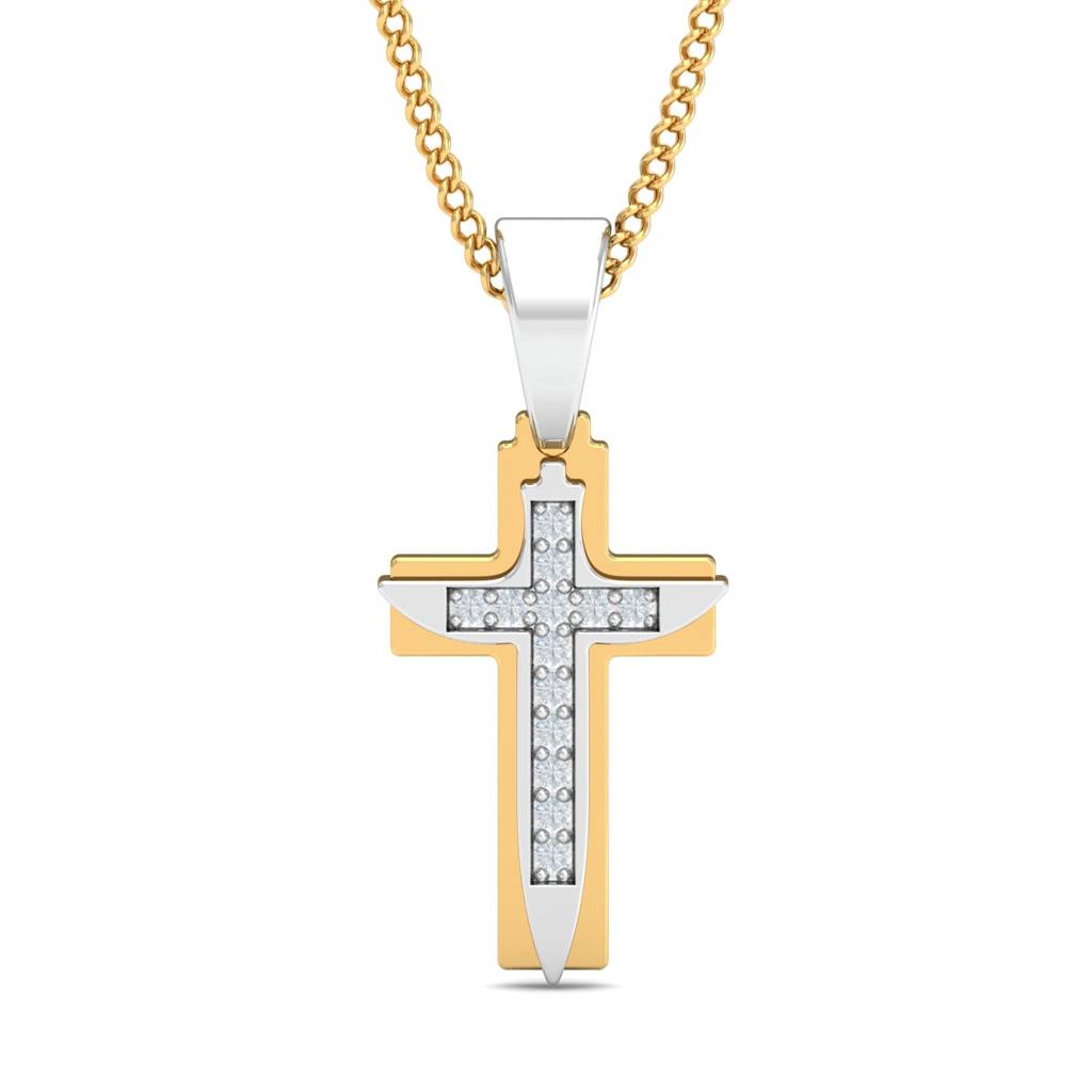 KuberBox 18K Yellow Gold Divine Cross Pendant