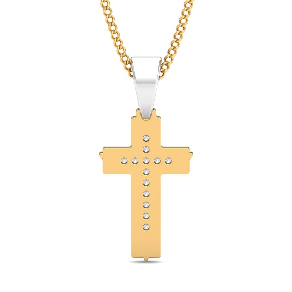 KuberBox 18K Yellow Gold Divine Cross Pendant