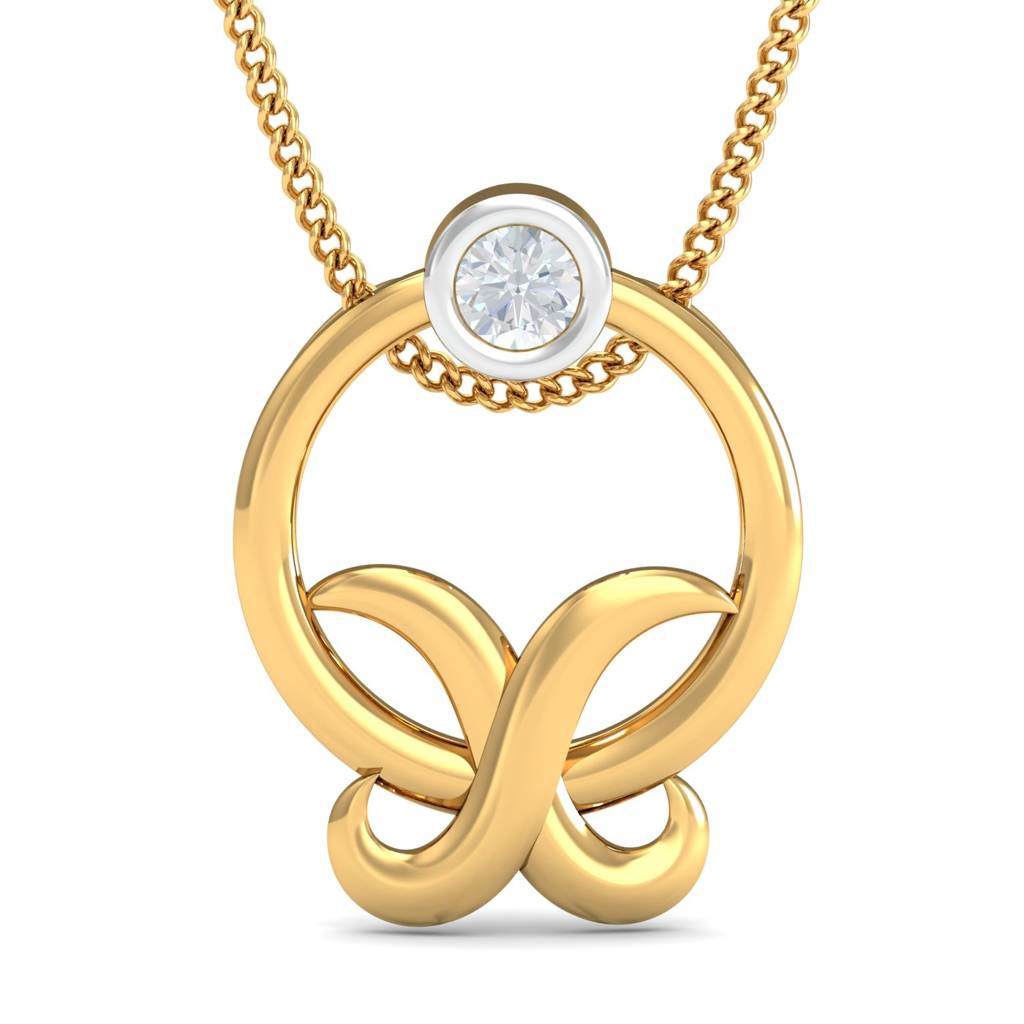 KuberBox 18K Yellow Gold Tulip Trendy Pendant