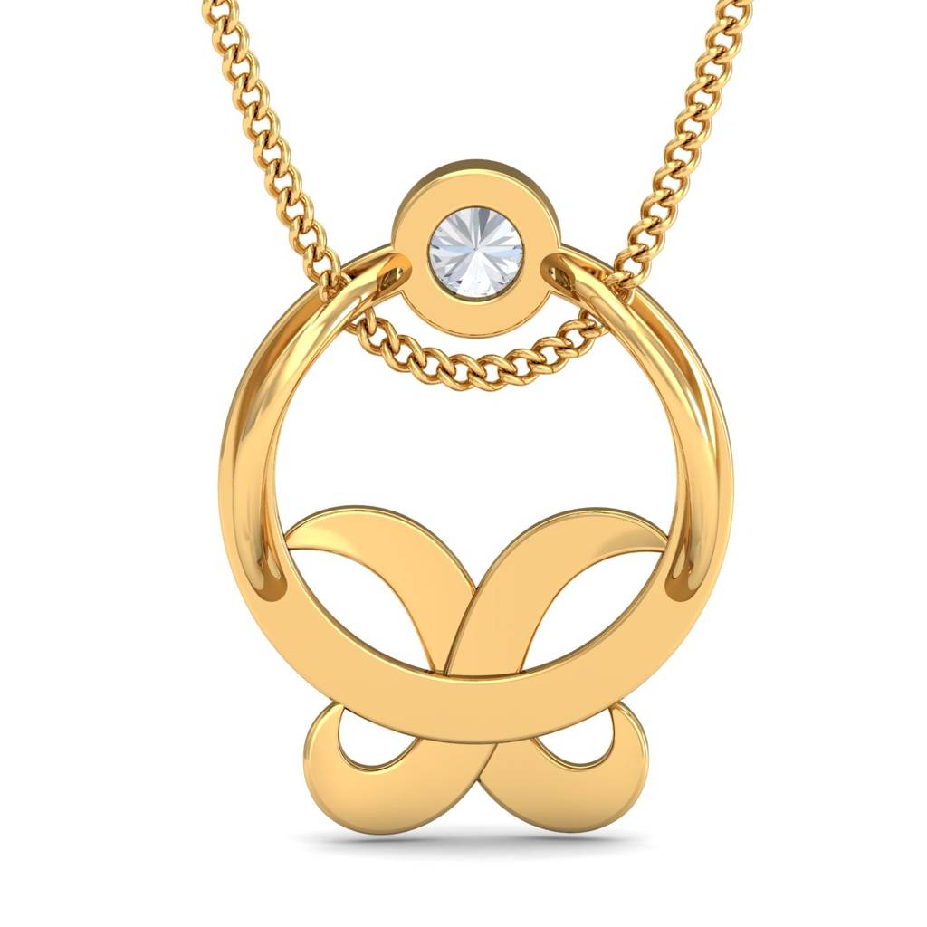 KuberBox 18K Yellow Gold Tulip Trendy Pendant