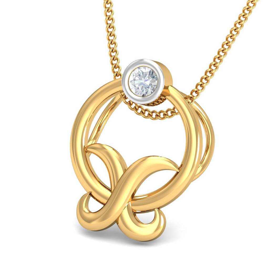 KuberBox 18K Yellow Gold Tulip Trendy Pendant