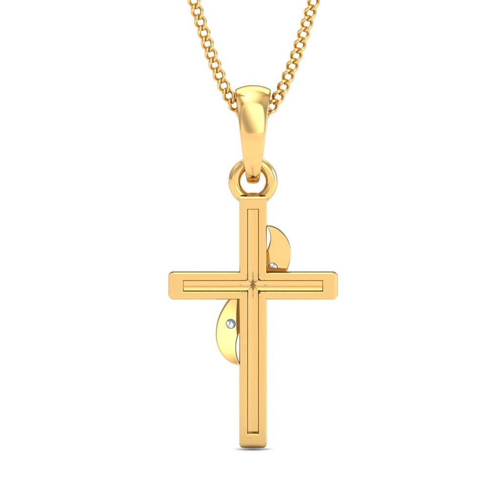 KuberBox 18K Yellow Gold Divinity Cross Pendant