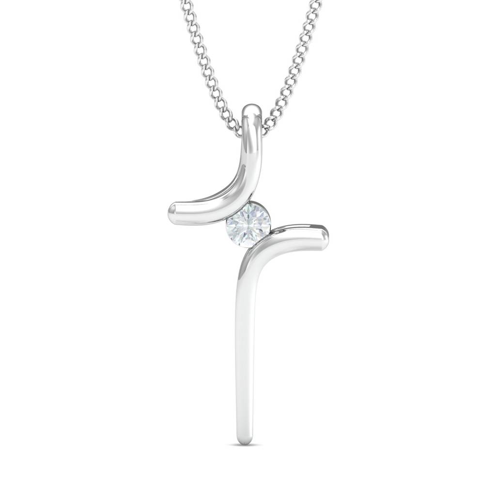 KuberBox 18K White Gold Amora Abstract Pendant