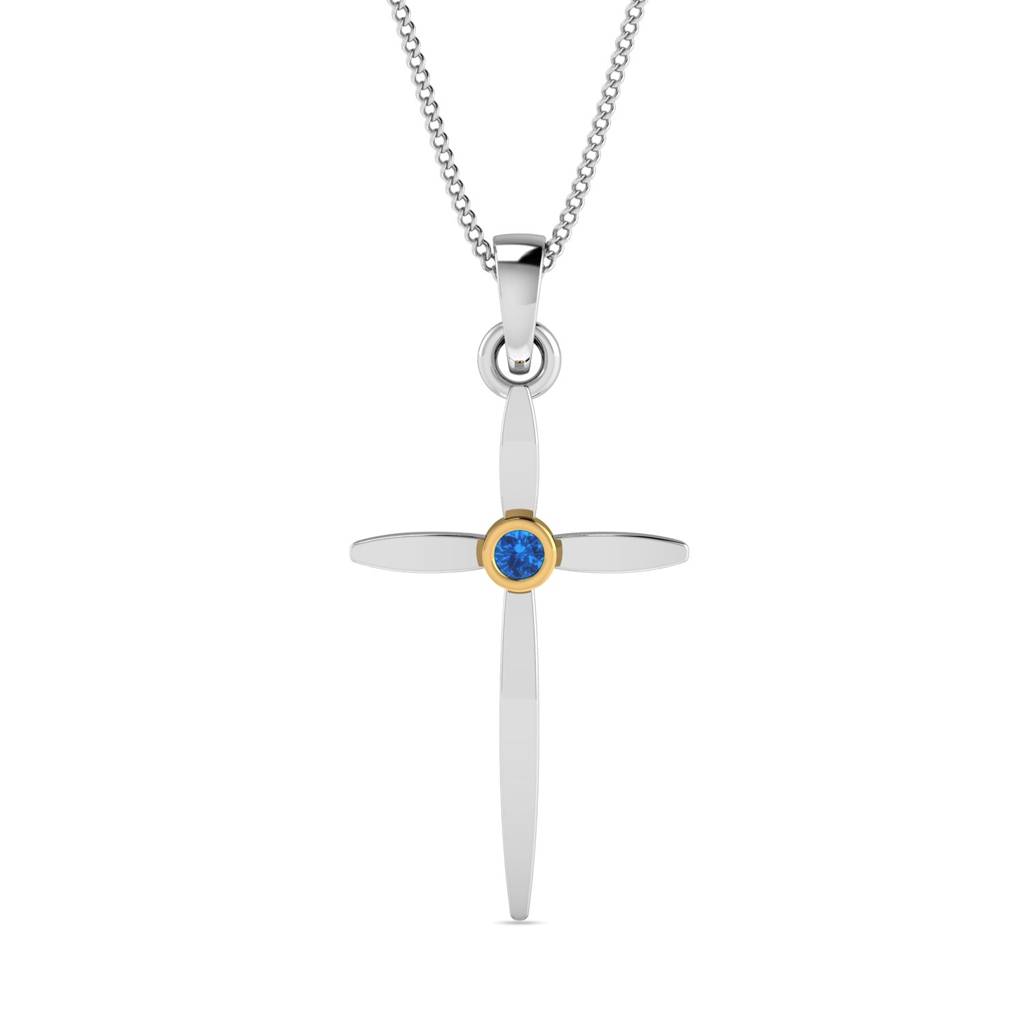 KuberBox 18K White Gold Aura Christian Pendant