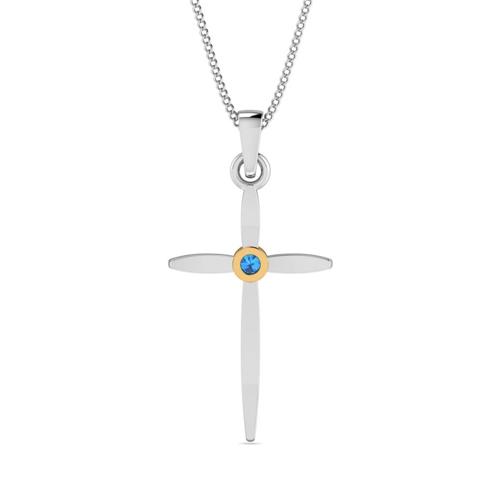 KuberBox 18K White Gold Aura Christian Pendant