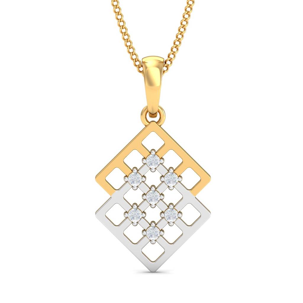 KuberBox 18K Yellow Gold Bette Square Mesh Pendant