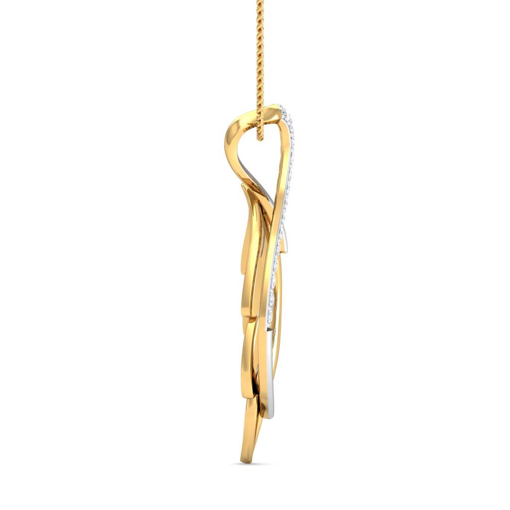 KuberBox 18K Yellow Gold Leafo Diamond Pendant