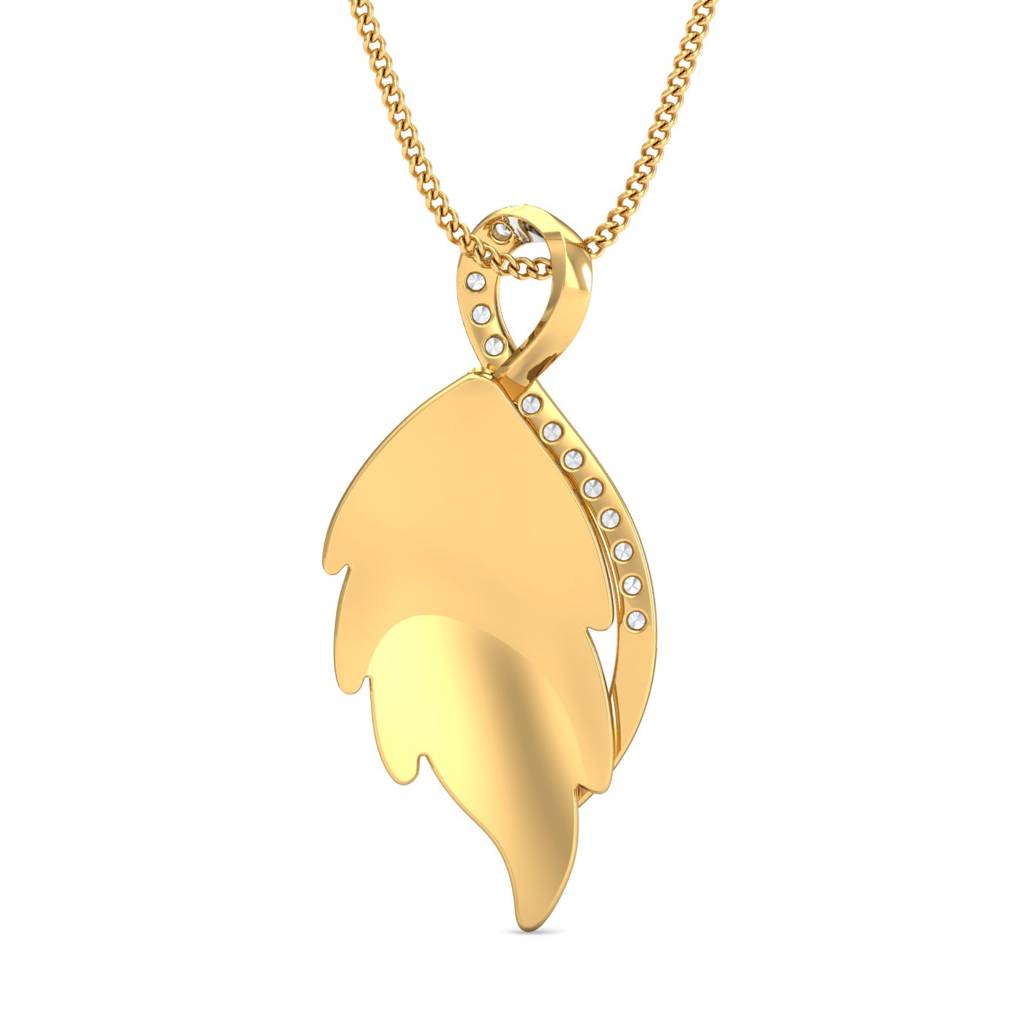 KuberBox 18K Yellow Gold Leafo Diamond Pendant