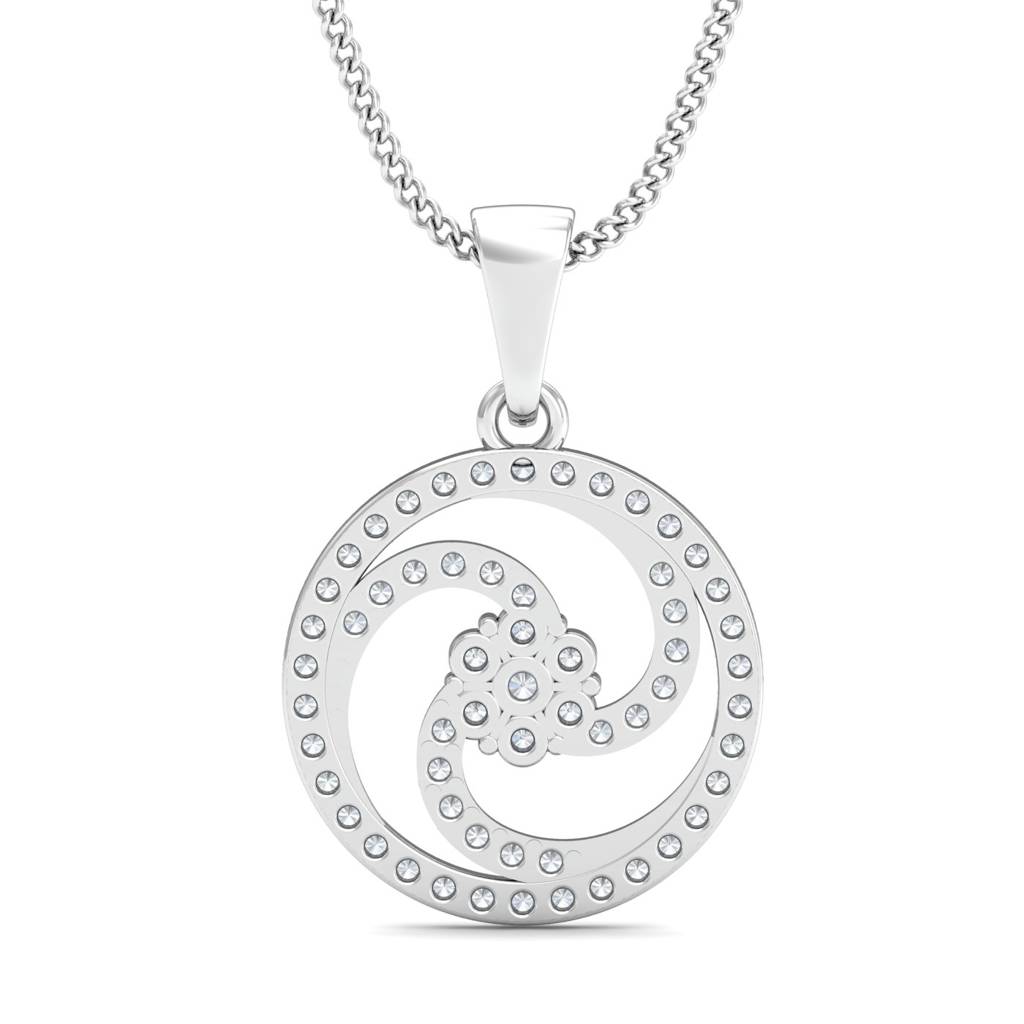 KuberBox 18K White Gold Carlita Circular Pendant