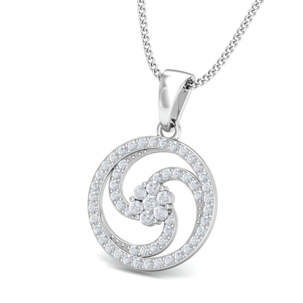 KuberBox 18K White Gold Carlita Circular Pendant