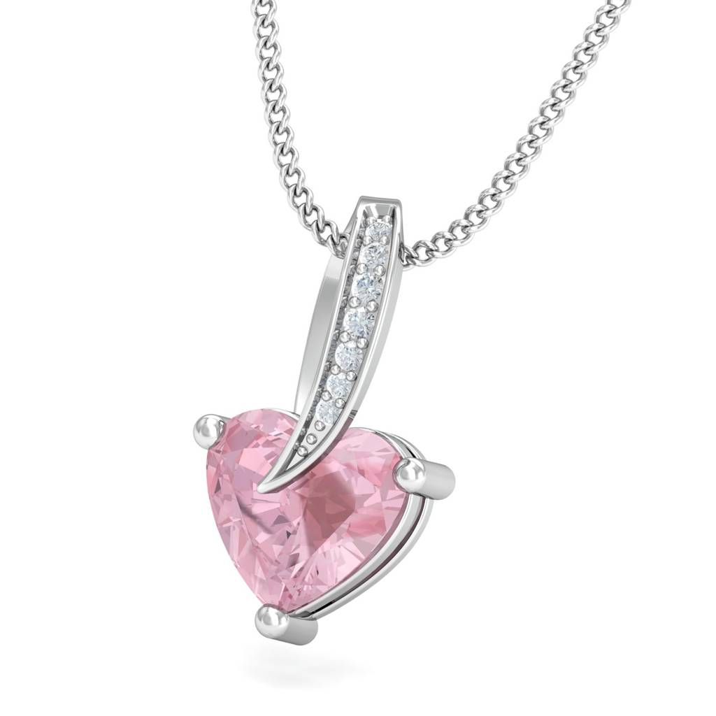 KuberBox 18K White Gold Rose Quartz Pendant