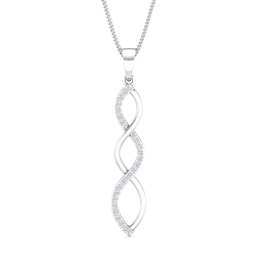 KuberBox 18K White Gold Amabel Overlap Pendant