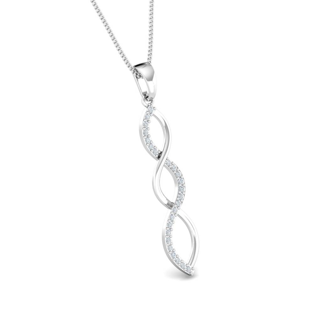 KuberBox 18K White Gold Amabel Overlap Pendant