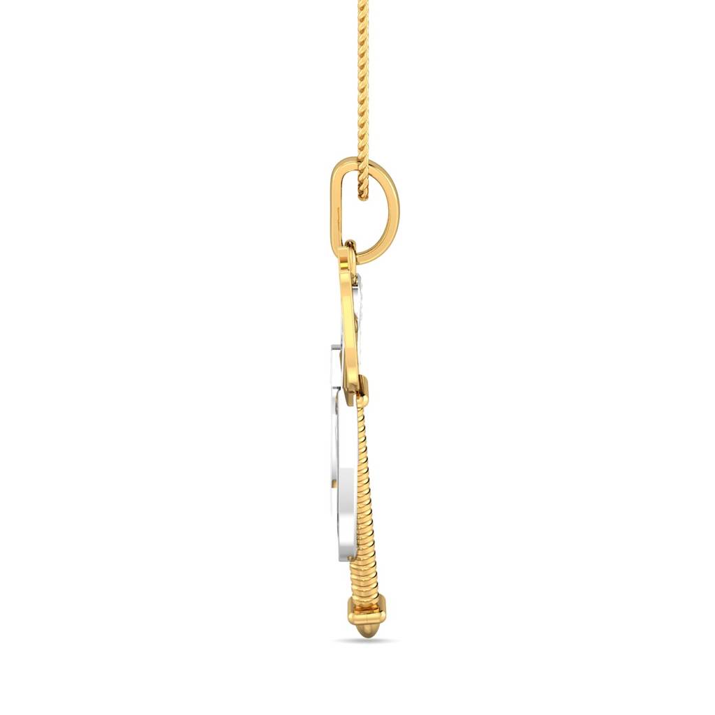 KuberBox 18K Yellow Gold Om Shiv Trishul Pendant