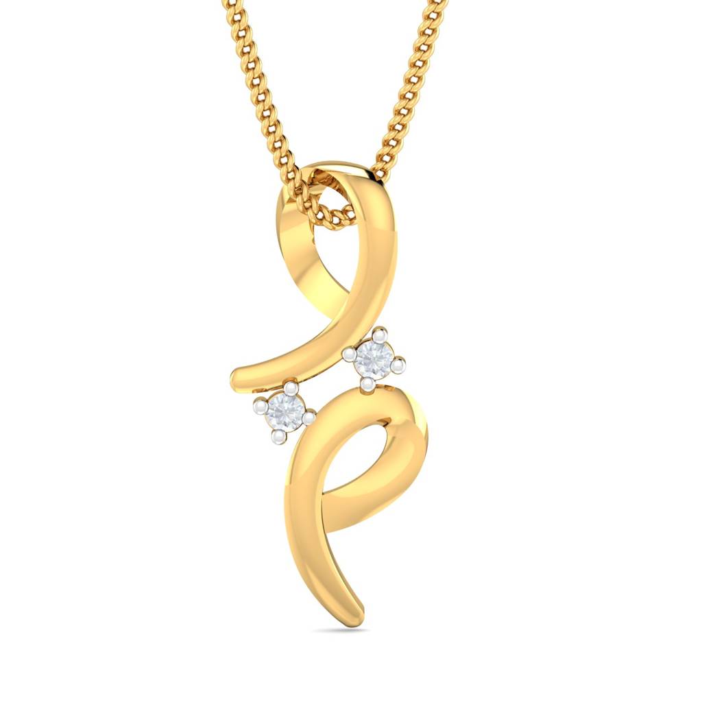 KuberBox 18K Yellow Gold Dainty Comma Pendant