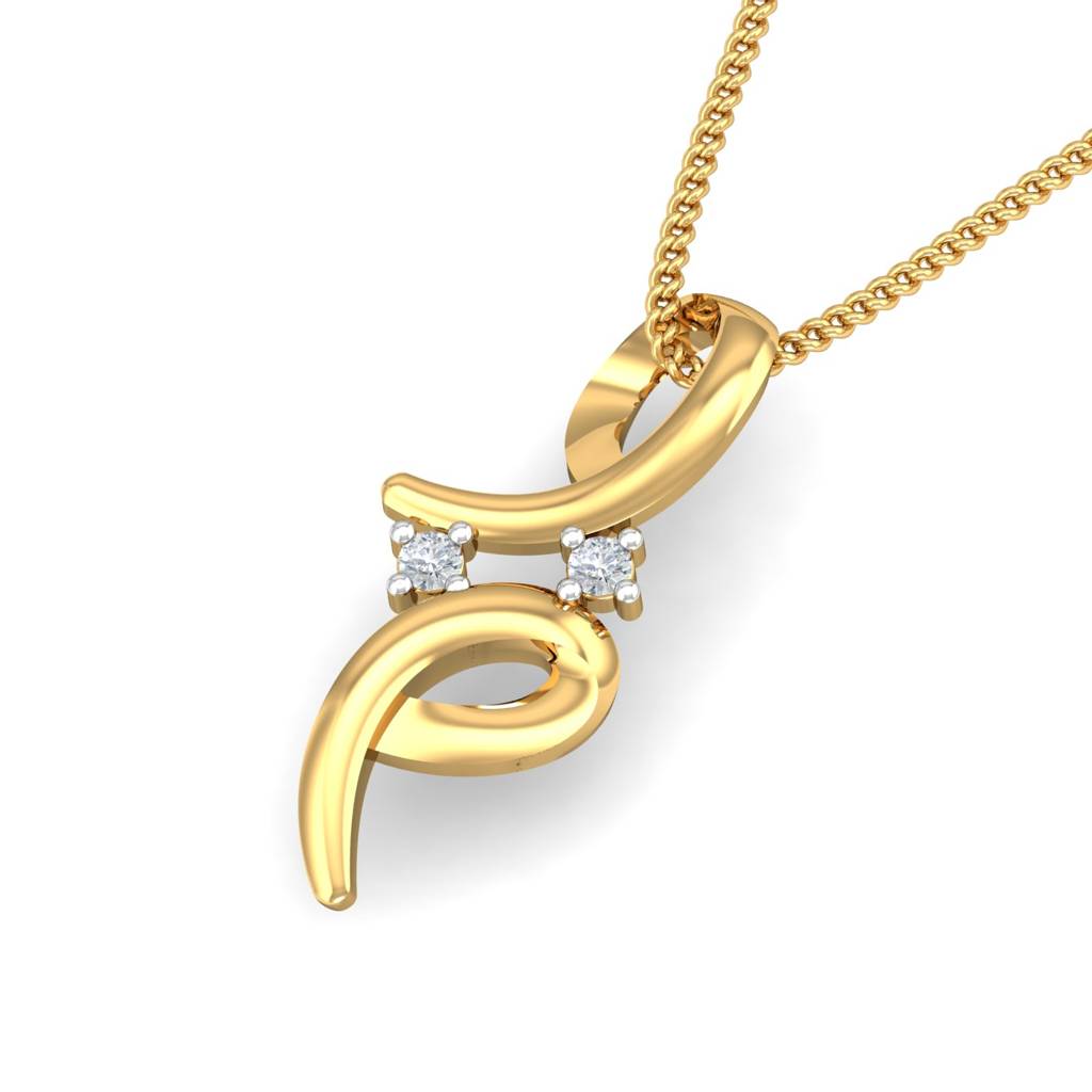 KuberBox 18K Yellow Gold Dainty Comma Pendant