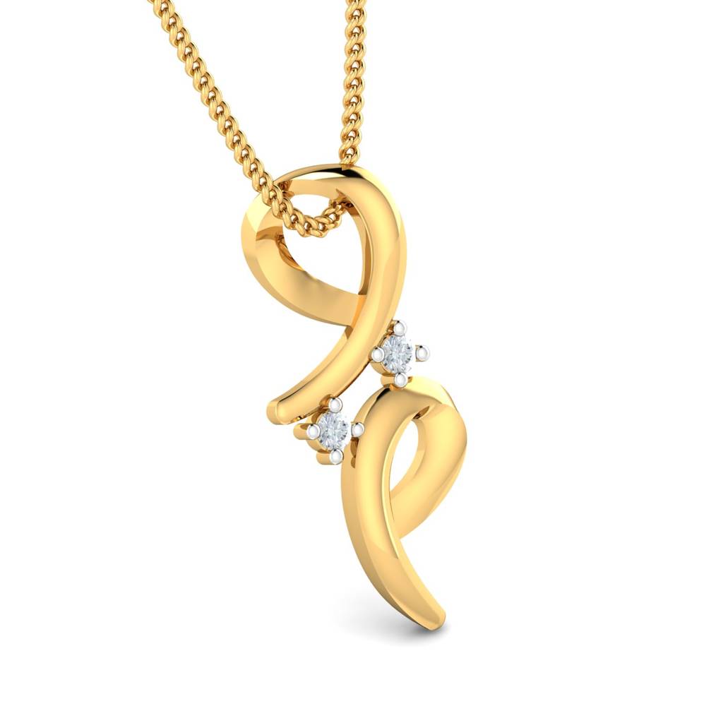 KuberBox 18K Yellow Gold Dainty Comma Pendant