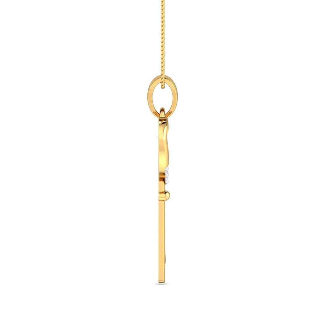 KuberBox 18K Yellow Gold Heart & Key Pendant