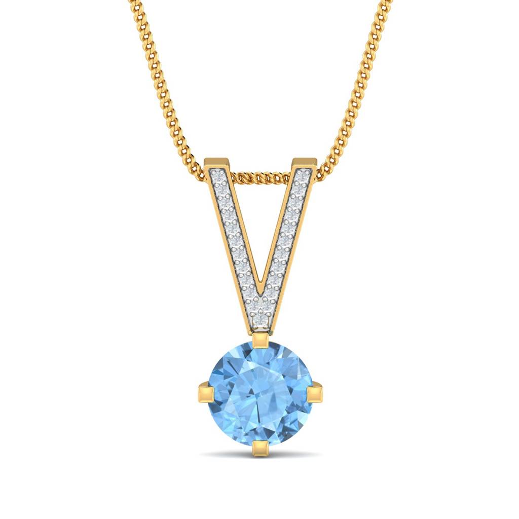 KuberBox 18K Yellow Gold Ambrosia Aqua Pendant