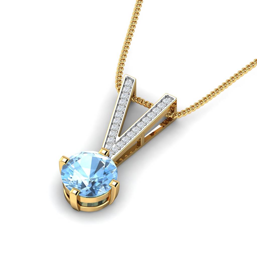 KuberBox 18K Yellow Gold Ambrosia Aqua Pendant